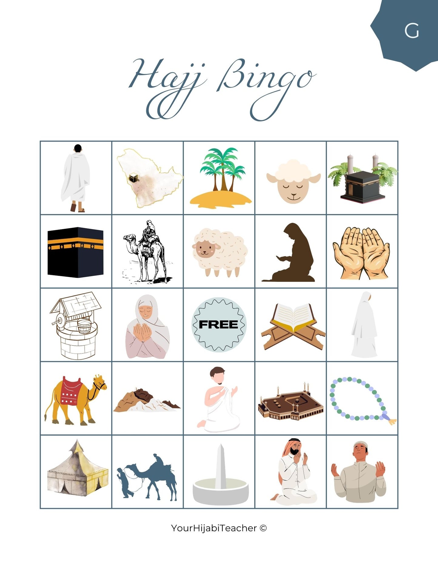 Hajj Themed Visual Bingo
