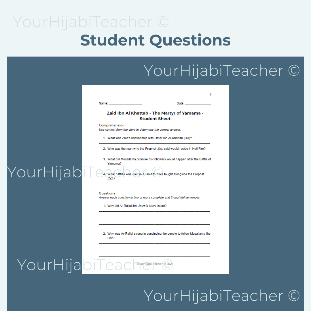 High School Reading Comprehension and Writing Prompt - Zaid Ibn Al Khattab