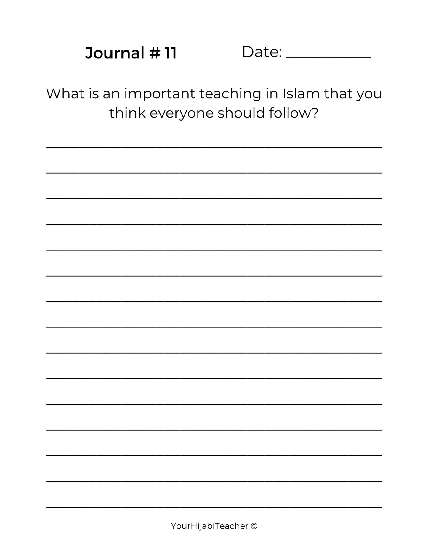 Reflecting on my Deen: 3rd - 5th Journal Prompts