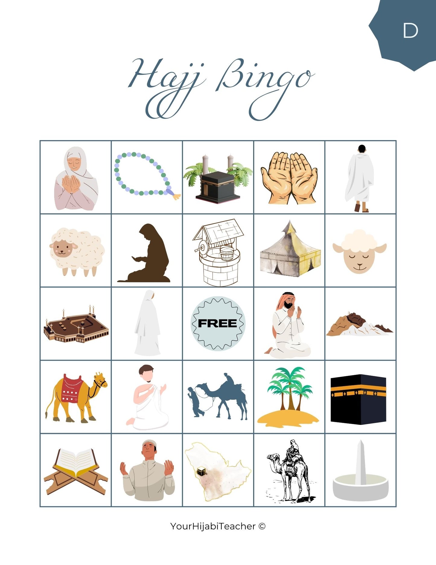 Hajj Themed Visual Bingo