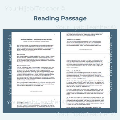 High School Reading Comprehension and Writing Prompt - Bilal Ibn Rabbah