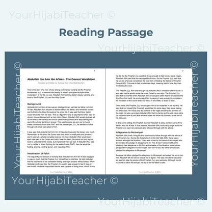 High School Reading Comprehension and Writing Prompt-Abdullah Ibn Amr Ibn Al'Aas