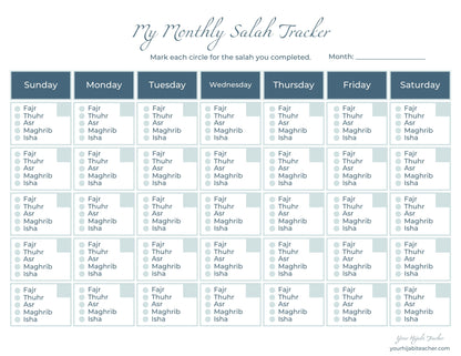 Weekly and Monthly Salah Tracker