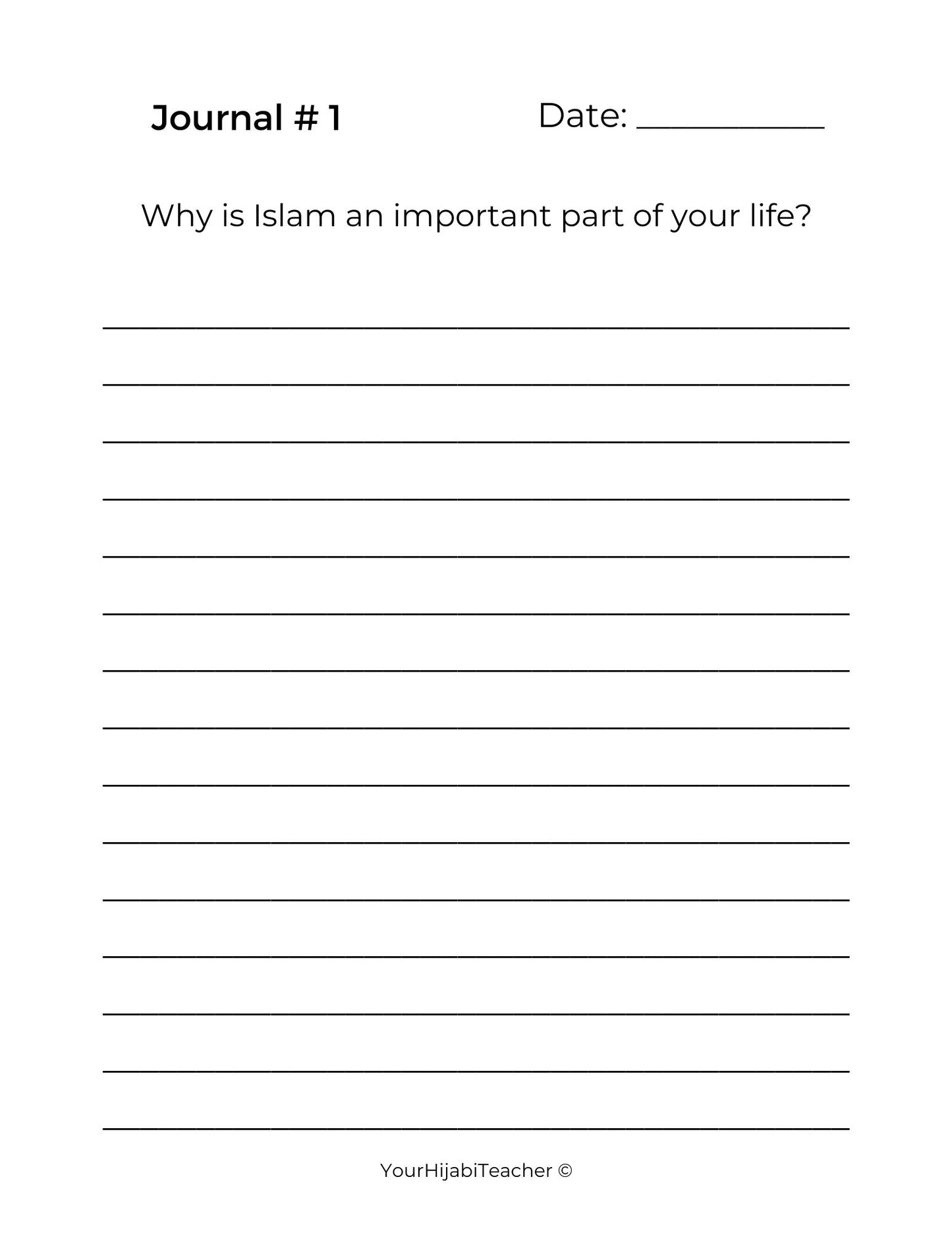 Reflecting on my Deen: 3rd - 5th Journal Prompts