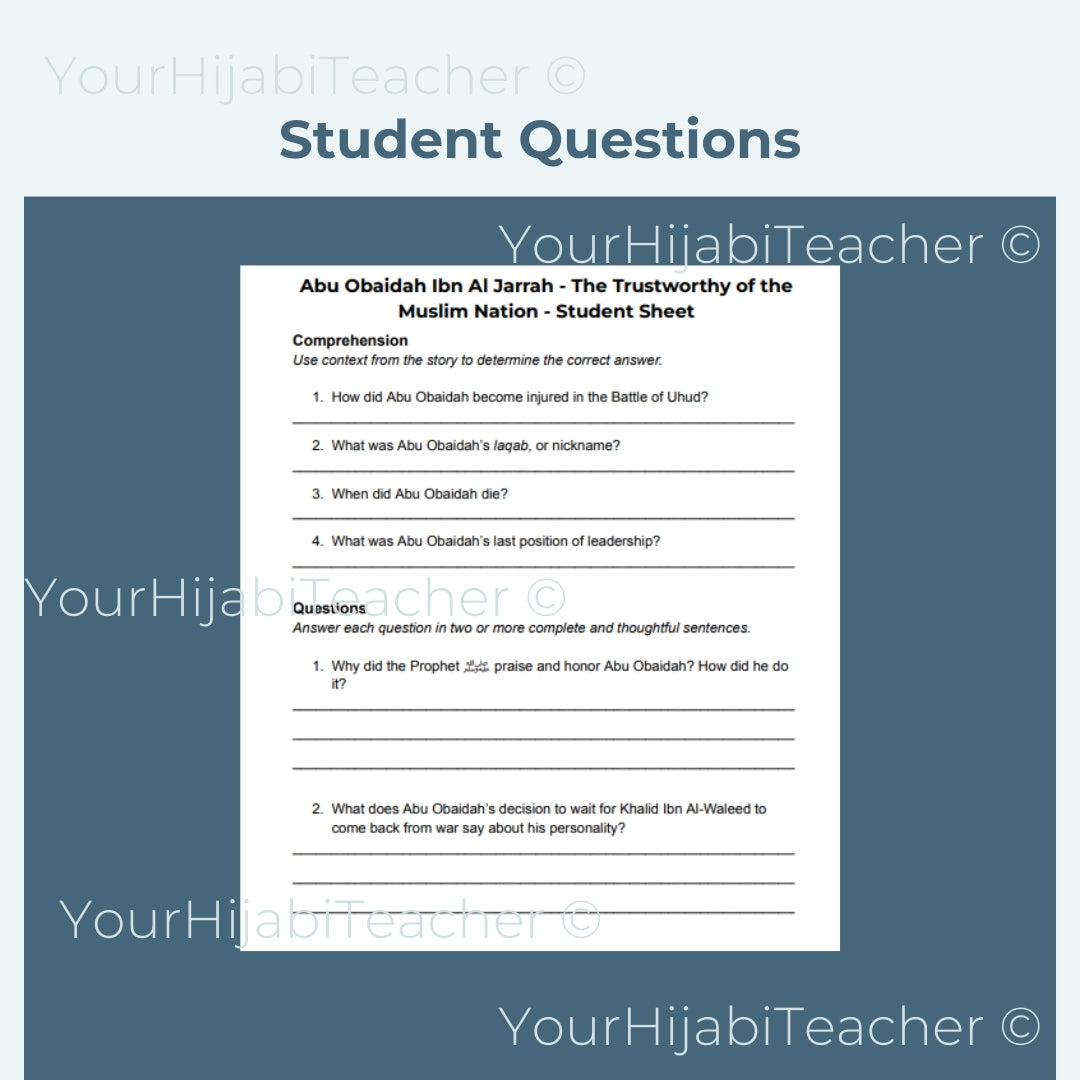 High School Reading Comprehension and Writing Prompt - Abu Obaidah Ibn Al Jarrah