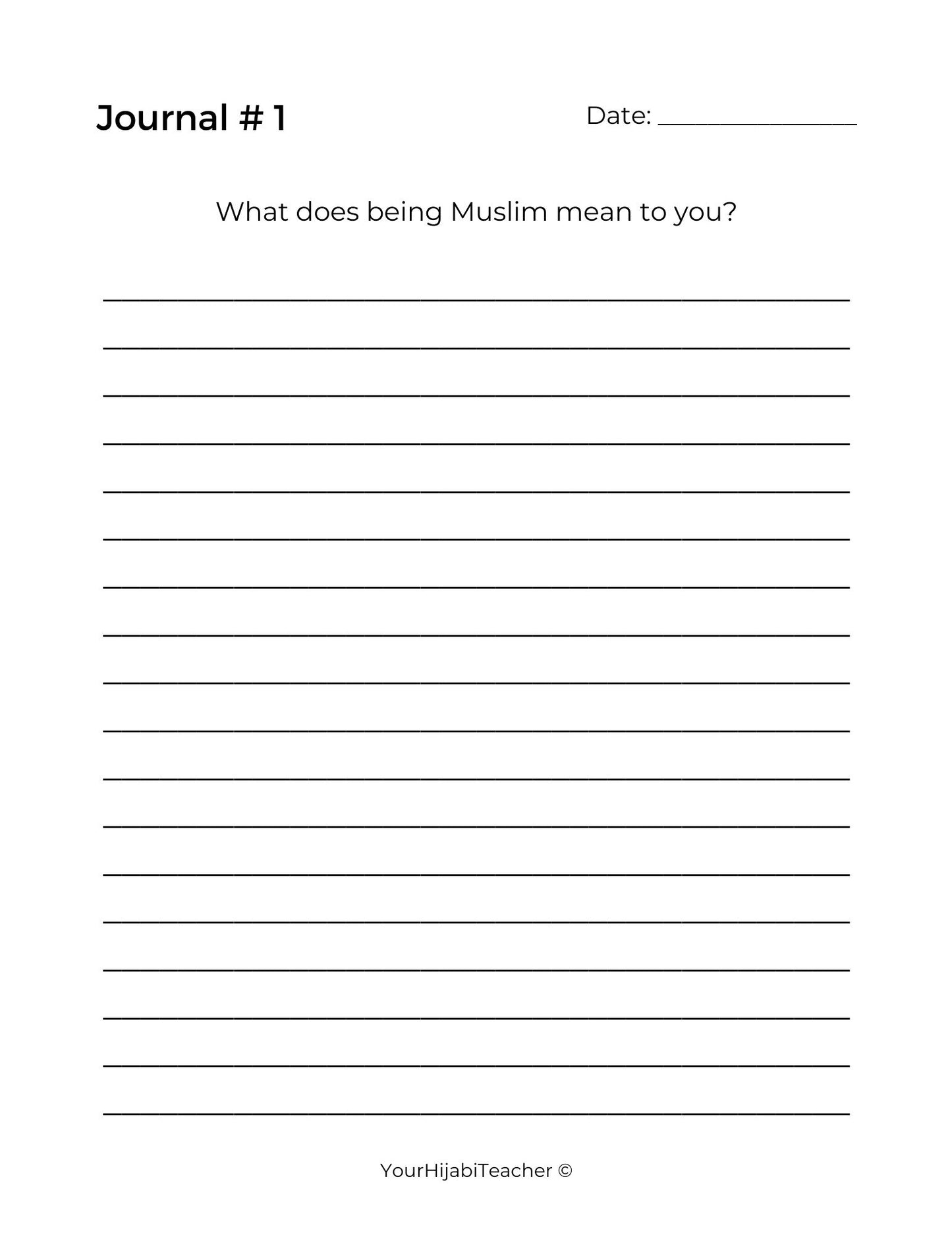 Reflecting on my Deen: 6th - 8th Journal Prompts