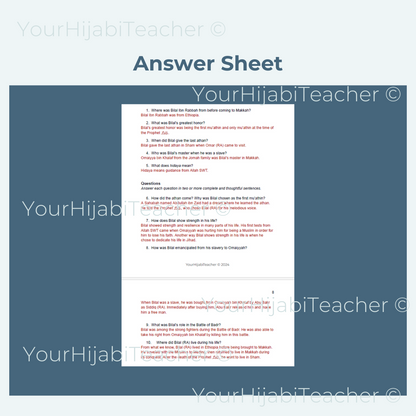 High School Reading Comprehension and Writing Prompt - Bilal Ibn Rabbah