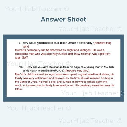 High School Reading Comprehension and Writing Prompt - Mus'ab ibn Umayr