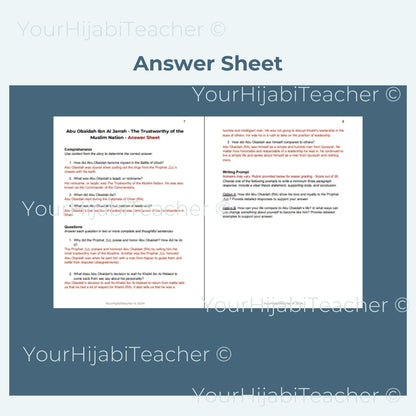 High School Reading Comprehension and Writing Prompt - Abu Obaidah Ibn Al Jarrah