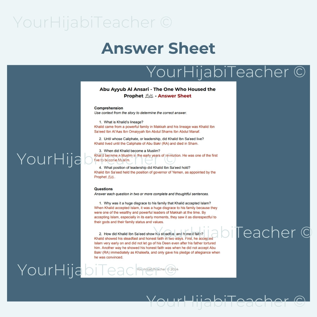 High School Reading Comprehension and Writing Prompt - Khalid Ibn Sa'eed