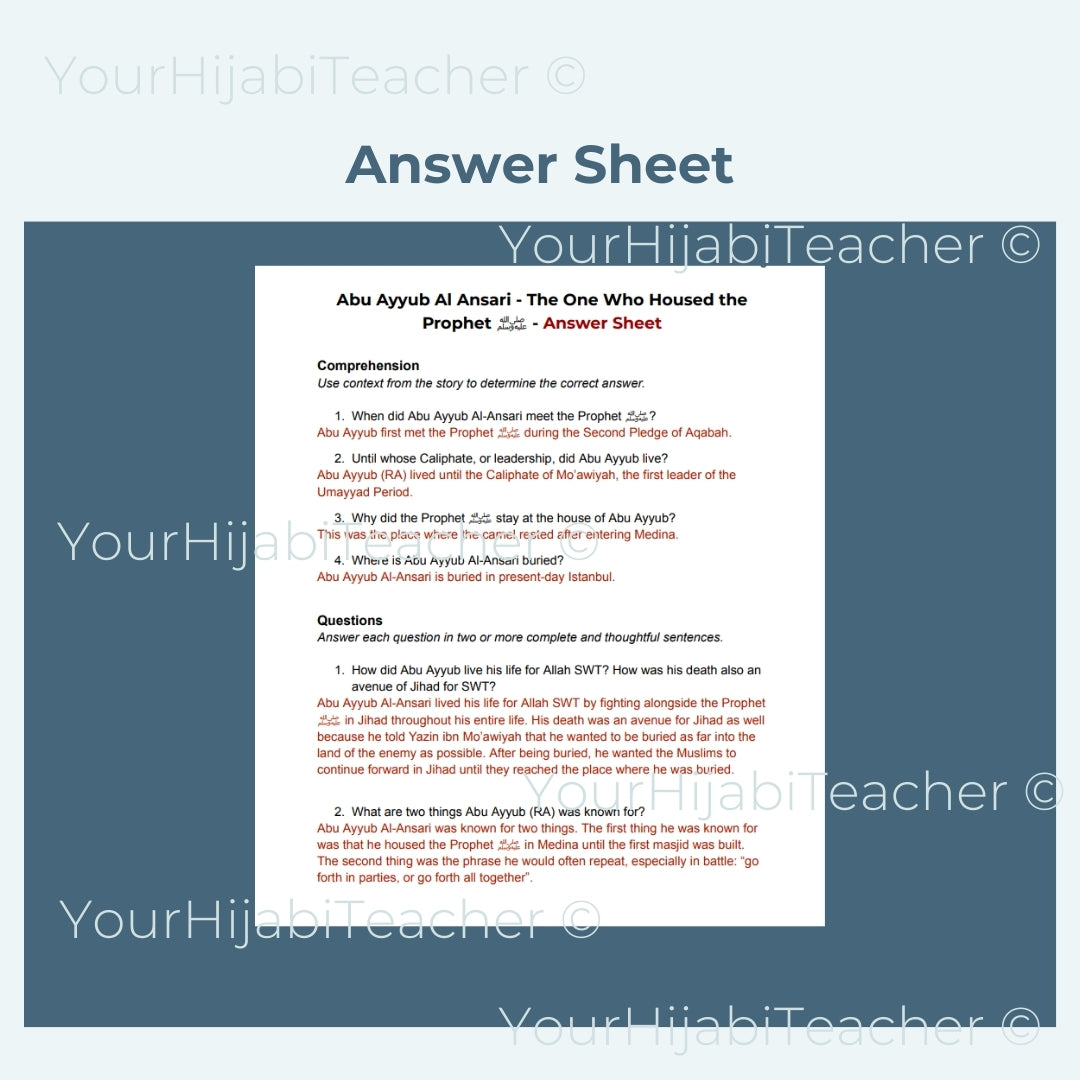 High School Reading Comprehension and Writing Prompt - Abu Ayyub Al Ansari