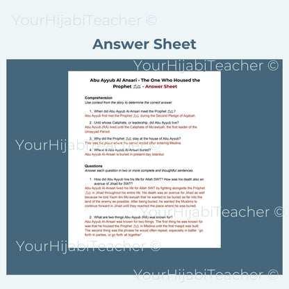 High School Reading Comprehension and Writing Prompt - Abu Ayyub Al Ansari