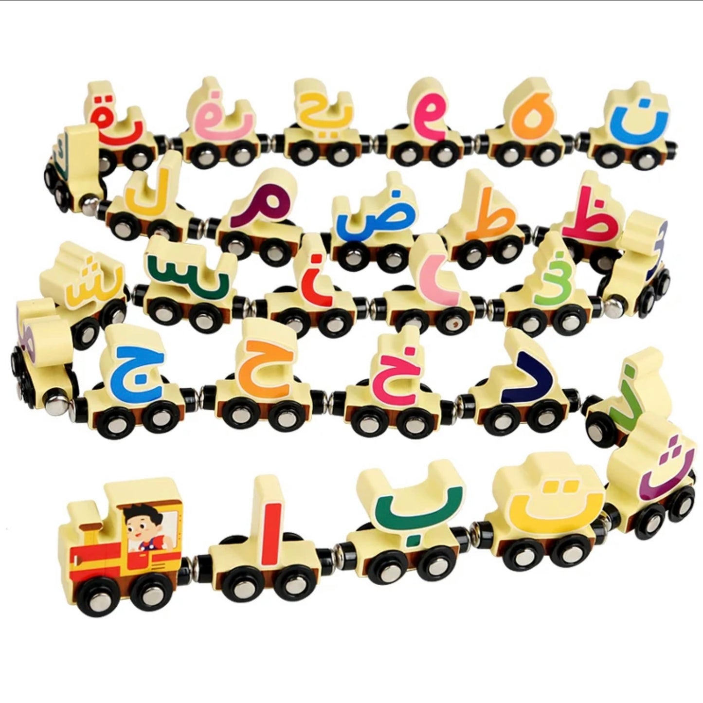 Wooden Arabic Alphabet Magnetic Train Set image 2