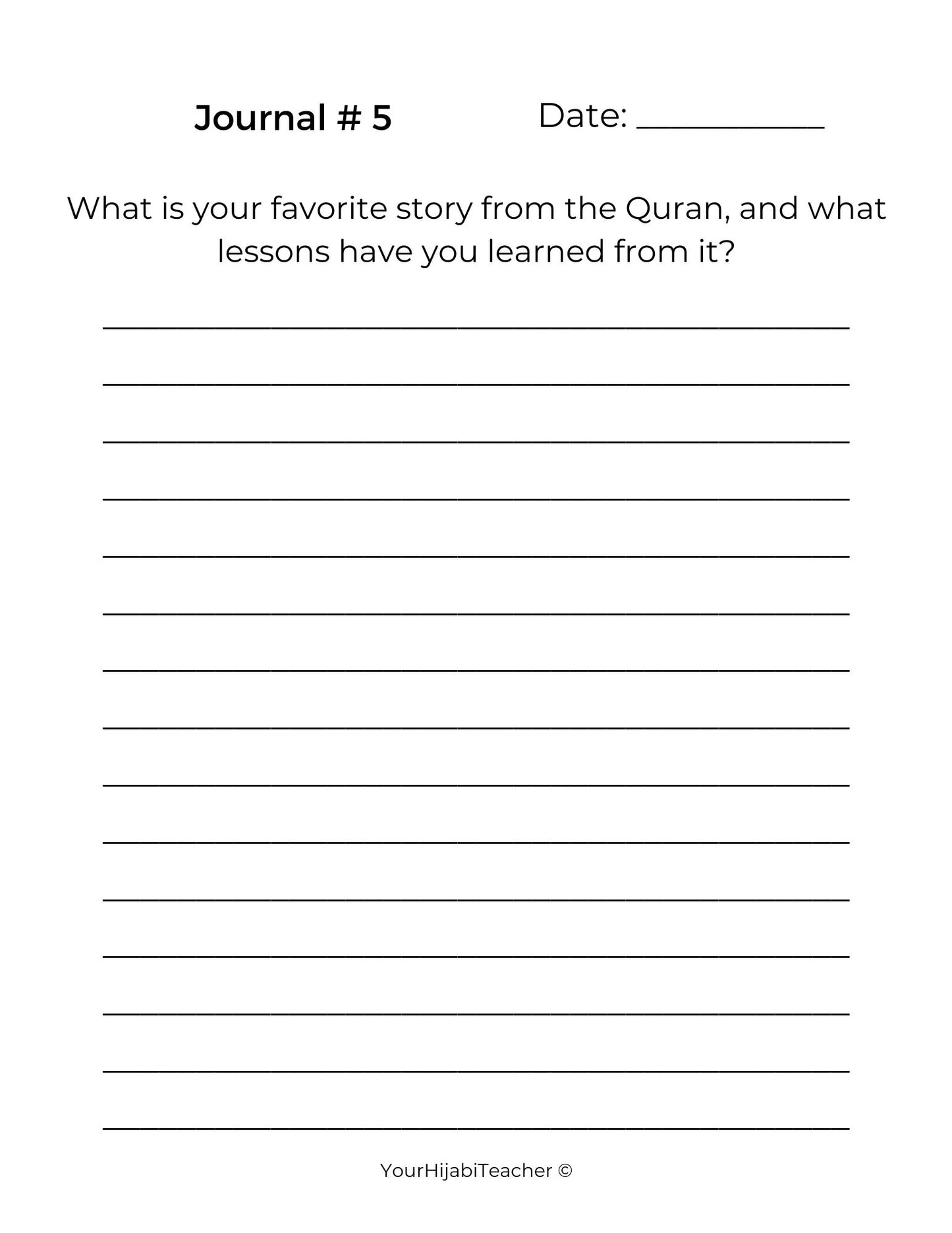 Reflecting on my Deen: 3rd - 5th Journal Prompts